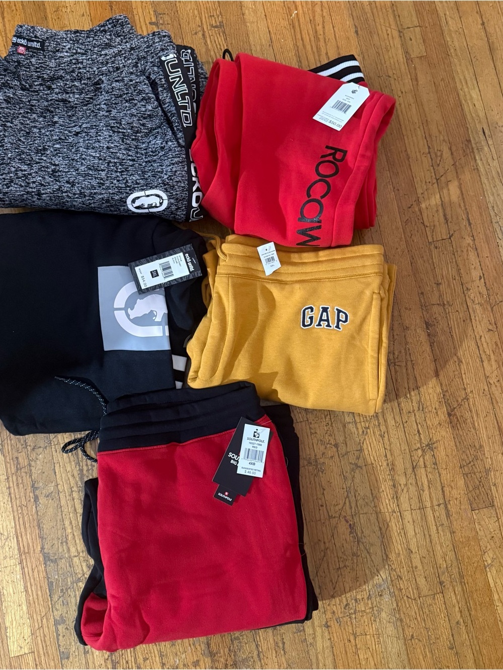 Ecko Unlimited, Gap, Rocawear-Mixed Men’s Joggers Pack- Red, Black, Yellow, Gray - Picture 2 of 4